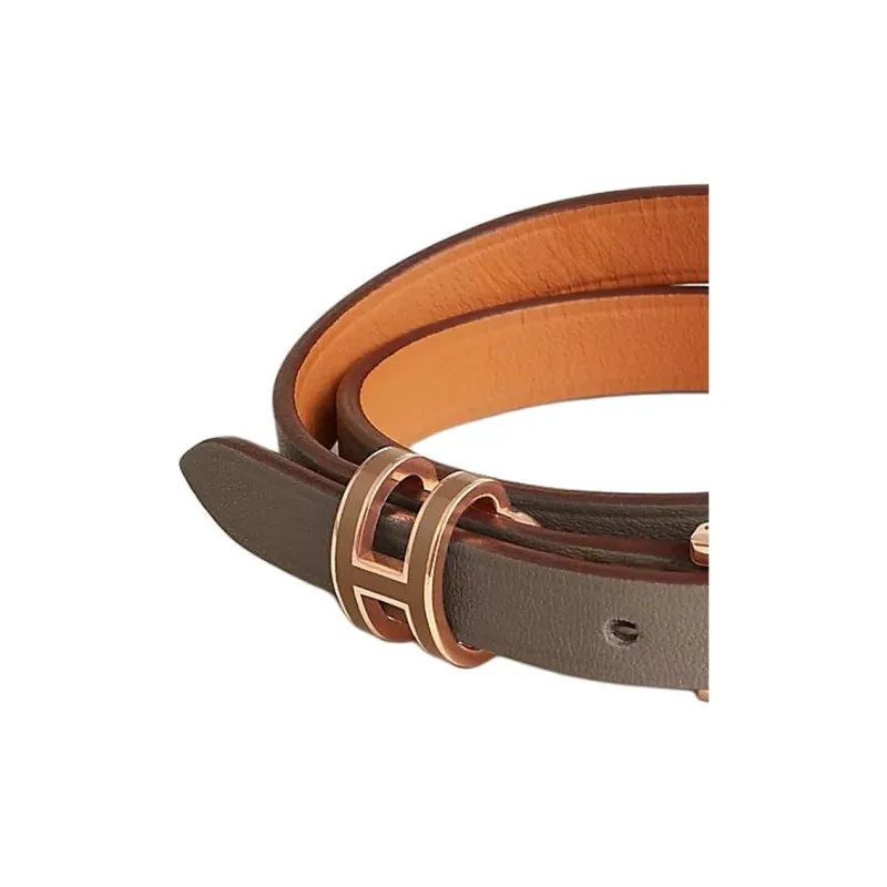 HERMES Metal Wristbands Women's Brown-2