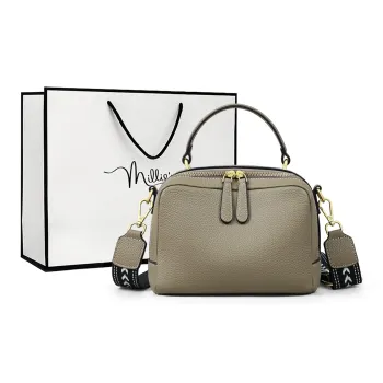 MILLIE'S Cow Leather Small Square Bag, Shoulder Bag, Crossbody Bag, Handbag Regular Women's Elephant Gray