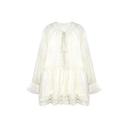 AFGGD Long Sleeved Dress Women's White