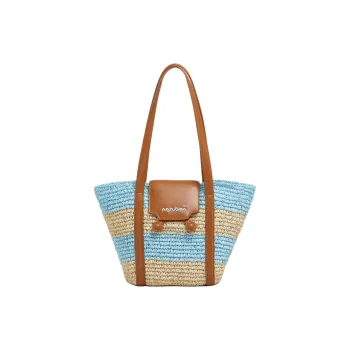 MARNI Trunkaroo Paper With Calfskin Tote Bag, Shopping Bag, Handbag, Shoulder Bag Trumpets Women's Natural & Blue
