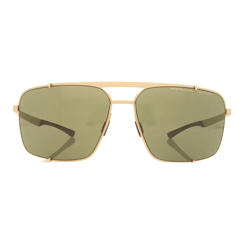PORSCHE DESIGN Plate Frame Stainless Steel Irregular Shape Sunglasses Unisex Vintage Green-2