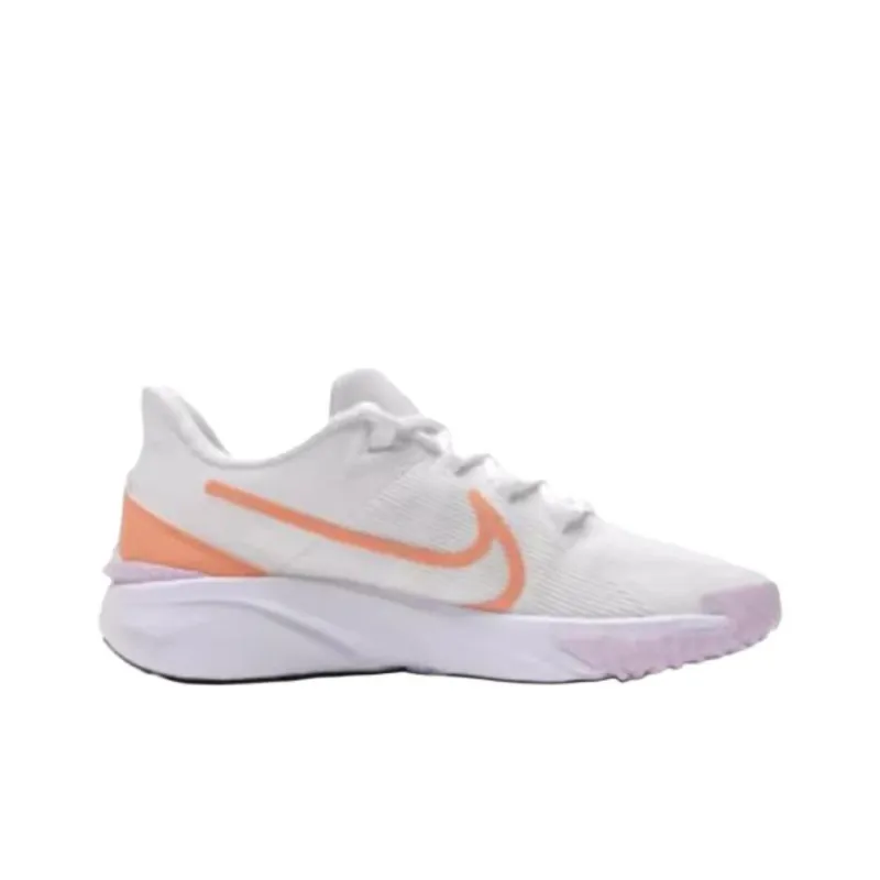 Nike Star Runner 4 Anti Slip Wear Resistant Low Top Running Shoes Women's White Orange-1