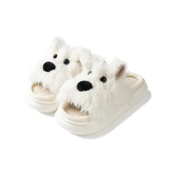 LATE TIME Rough Puppy Linen Slippers Indoor Home Cotton Linen Blend Slippers