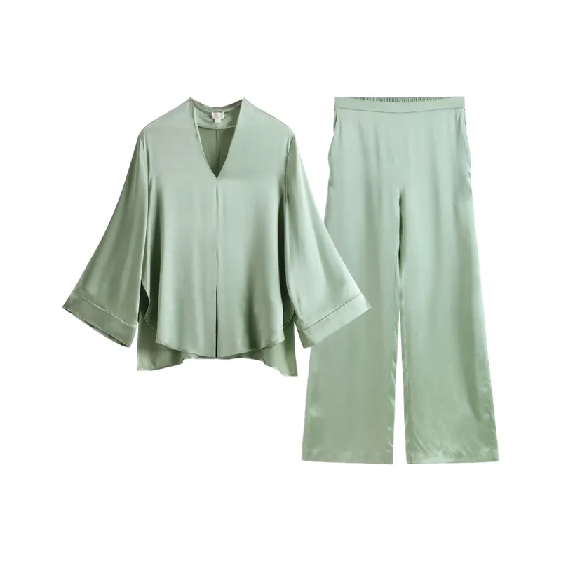 SILKISS Silk Pajama Set Simple & Charming Zhu Zi Qi Women's-3