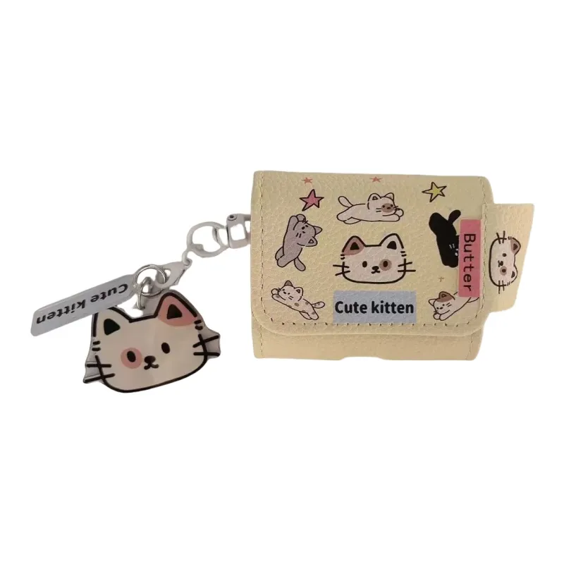 Beams Compatibility Airpods3/Pro/Pro2 Leather Cute Cartoon Kitten Impact Resistant Headphone Cases-0