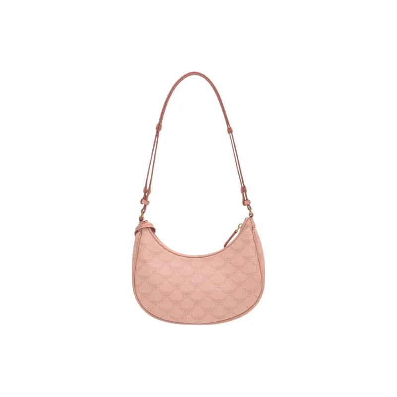 MCM Lauretos Canvas Crescent Bag Vagabond Shoulder Bag Small Size Women's Pink-2