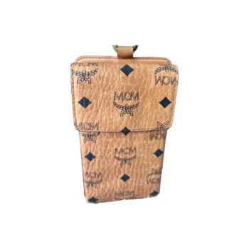 MCM Essential Visetos Origina Artificial Leather Cell Phone Protective Cover And Pouch Unisex Cognac