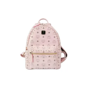 MCM Stark Visetos Artificial Leather Backpack Small Size Women's Pink Monogram