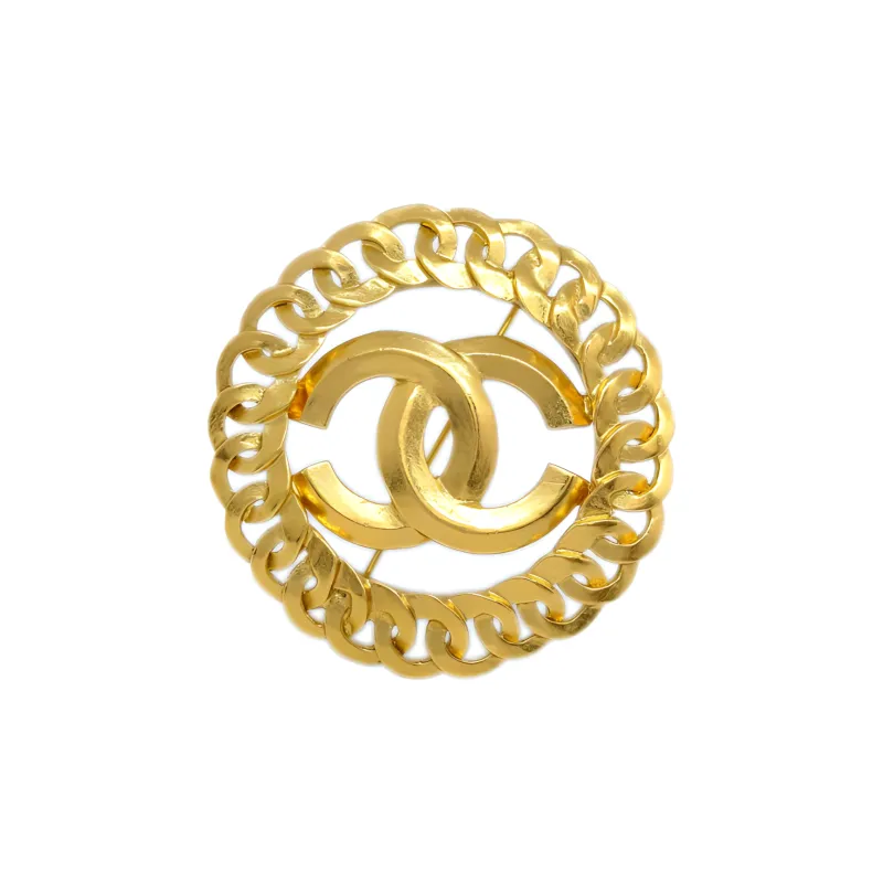 CHANEL 1996 Plated Cc Chain Brooch Costume Brooch-1