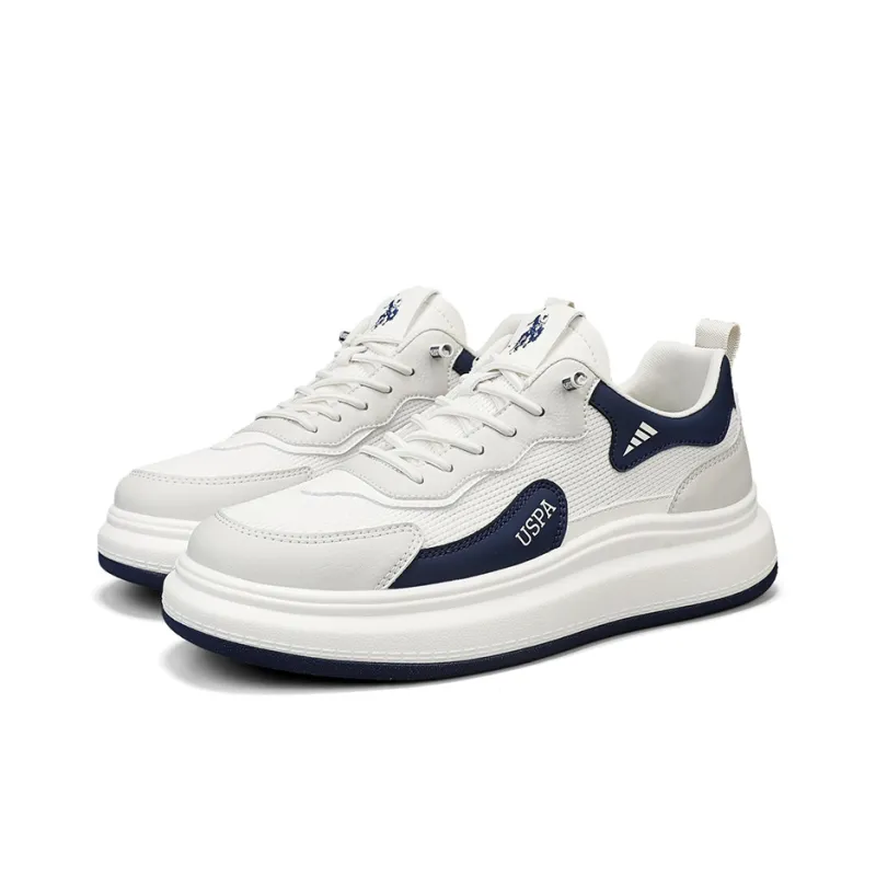 U.S. POLO ASSN. Coverage Slip Resistant Lightweight Breathable Low Top Skateboard Shoes Men's Beige Blue-2