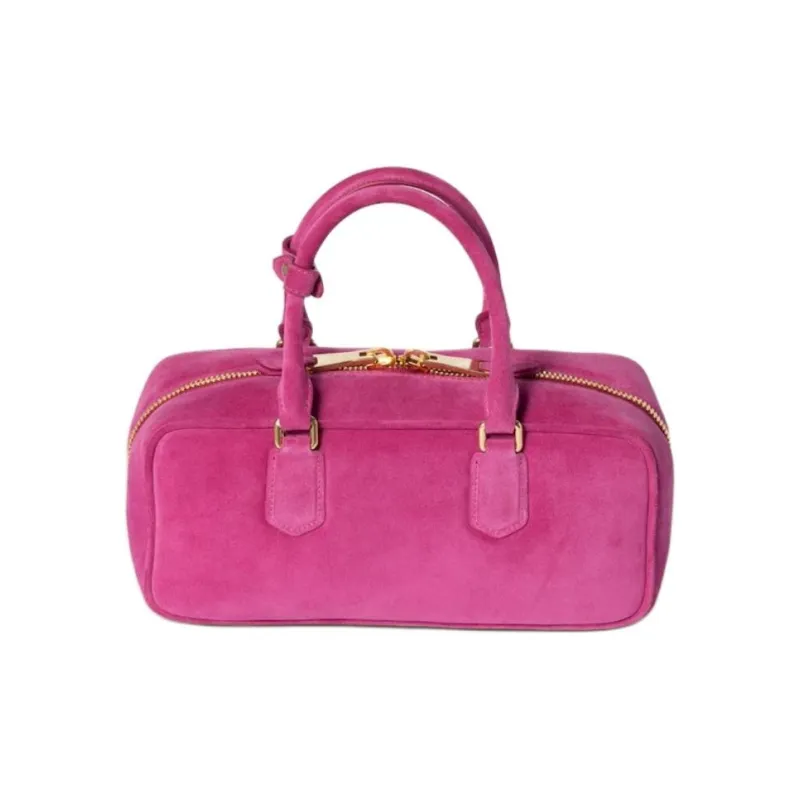 MIU MIU Arcadie Series Suede Leather One Shoulder Handbag Large Size Women's Fuchsia-2