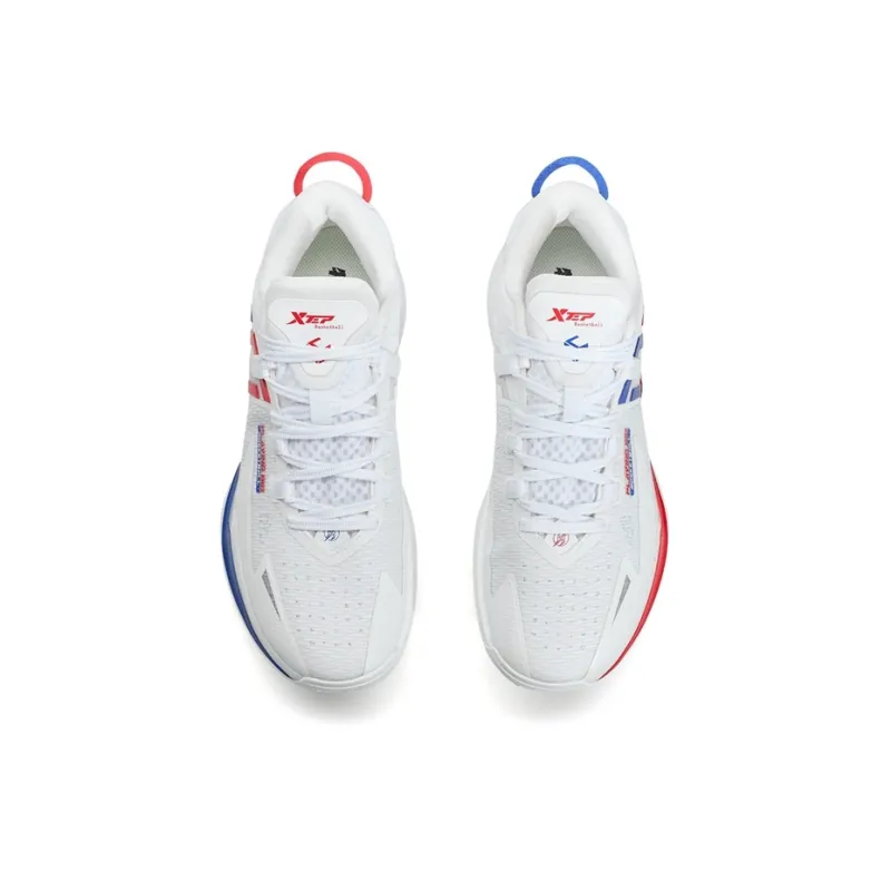 XTEP Spirit 3 Cushioning Coverage Abrasion Resistant Slip Resistant Low Top Basketball Shoes Men's White Blue-3