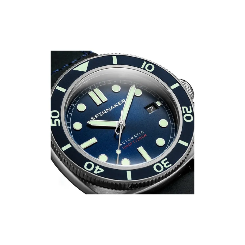 SPINNAKER Wrist Watch Automatic Mechanical Movement Genuine Leather Strap Blue Dial Men's Watches-2