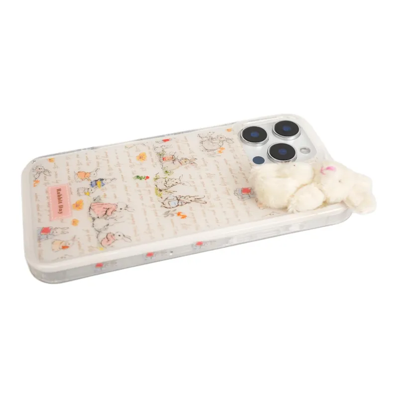 Wei Xin Acrylic Material Full Screen English Sketch Rabbit Phone Cases Compatibility With IPhone 16/15/14/13/Pro/Max-3