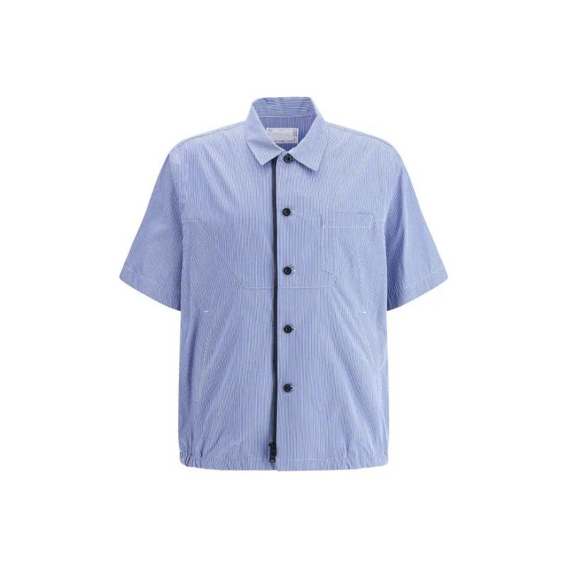 Sacai Striped Short Sleeved Poplin Shirt-0