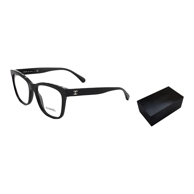 CHANEL Plate Frame Square Eyeglass Frames Women's Black-5