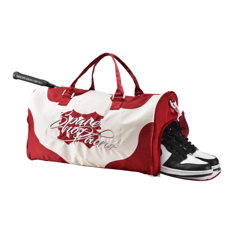 Spare No Pains. Polyester Handbag, Travel Bag, Gym Bag Tubas Unisex Red White-1