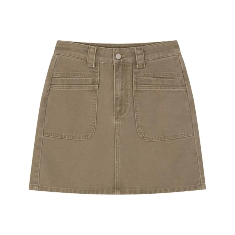 Mo Han Yi Mei Denim Short Skirts Women's Khaki-4