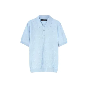 FANSIZHE Barocco Knit Polo Shirt Polo Shirt Men's Light Blue