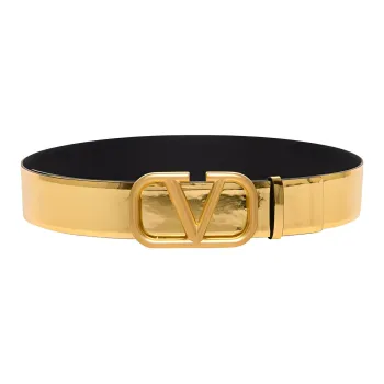 Valentino Calfskin Leather Belts Women's Gold Width: 4CM