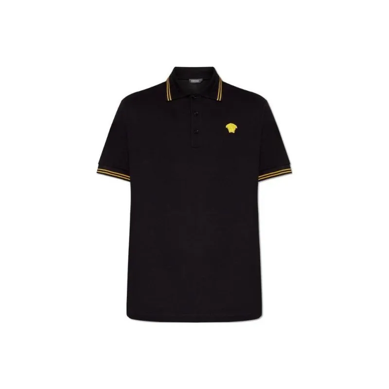 VERSACE Medusa Embroidered Short Sleeved Polo Shirt-0