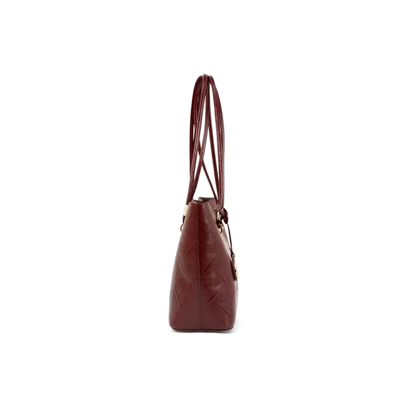 Vigno Synthetic Leather One Shoulder Underarm Tote Bag Women's Red-3