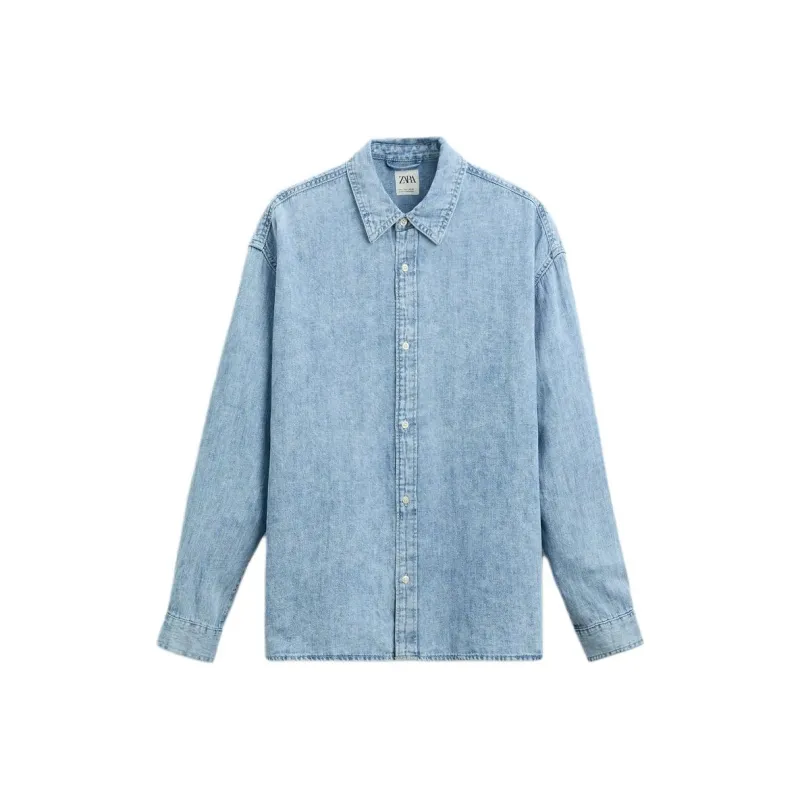 ZARA Shirts Men Medium Blue-0