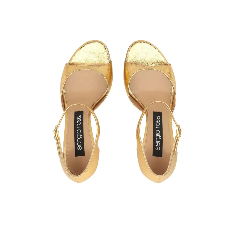 SERGIO ROSSI Godiva One Strap Sandals 9cm Women's Gold-3