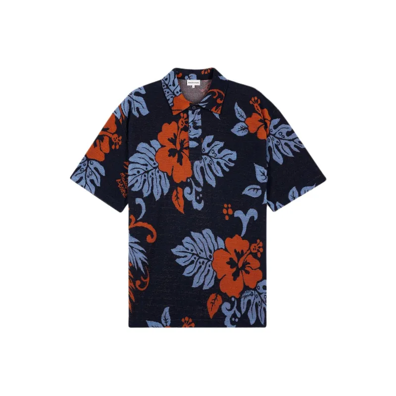 Maison Kitsune Floral print Towelling finish Polo Shirt-0