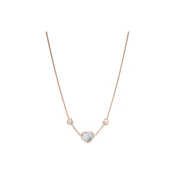 Chopard 18kt Rose Gold Diamond Happy Hearts Neckace