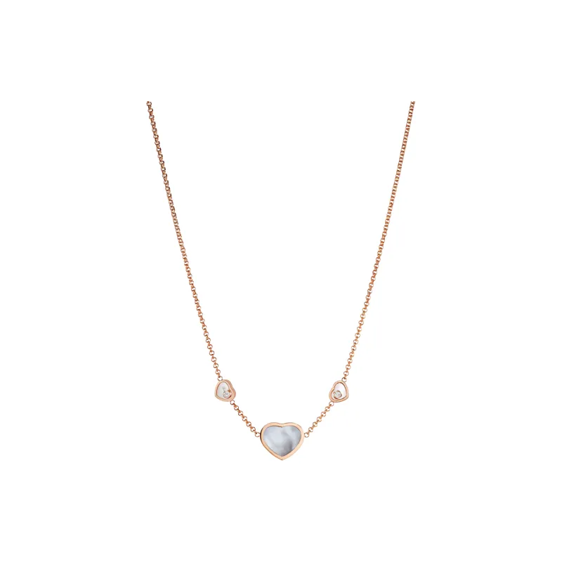Chopard 18kt Rose Gold Diamond Happy Hearts Neckace-0