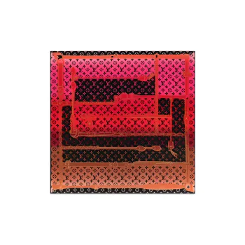 LOUIS VUITTON Silk Scarves Women's Black/Brown/Red/Pink