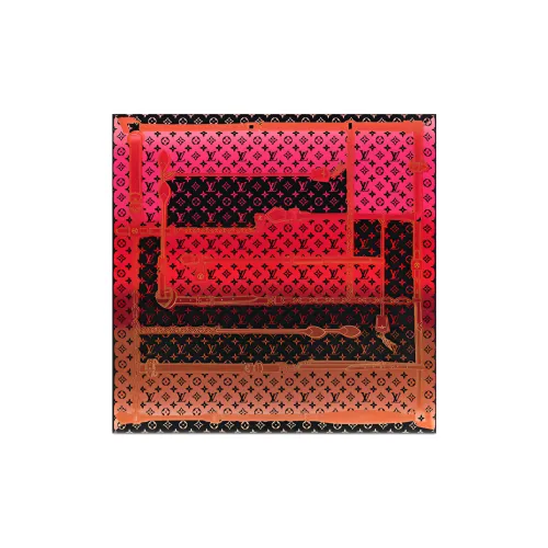 LOUIS VUITTON Silk Scarves Women's Black/Brown/Red/Pink