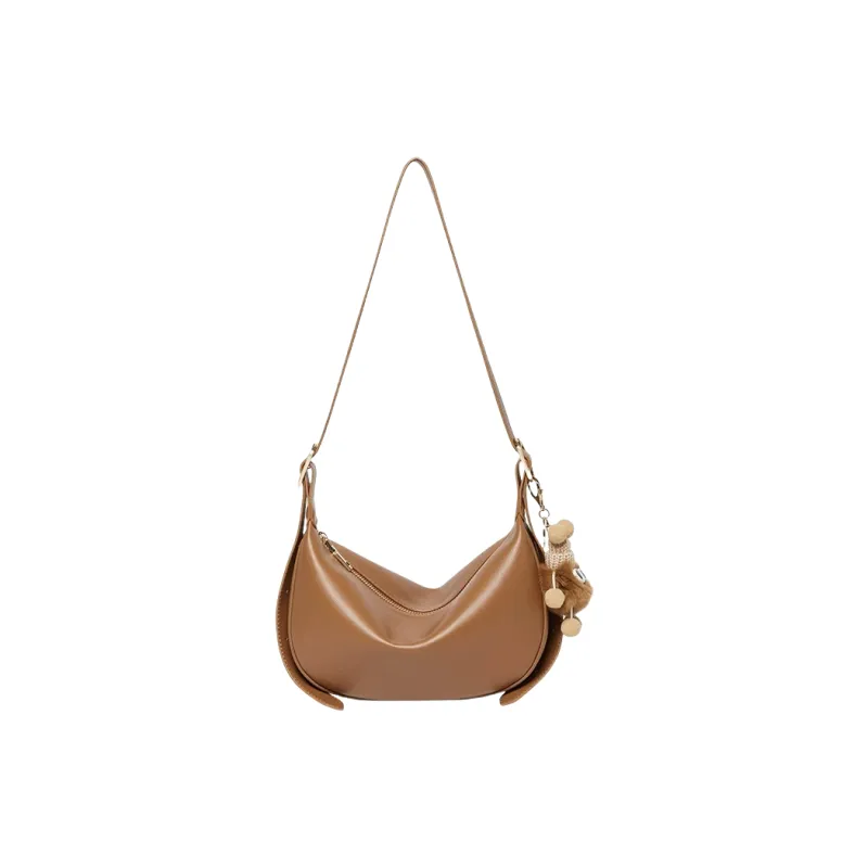 Bullrun Cow Leather Shoulder Bag Women's Caramel Brown-1
