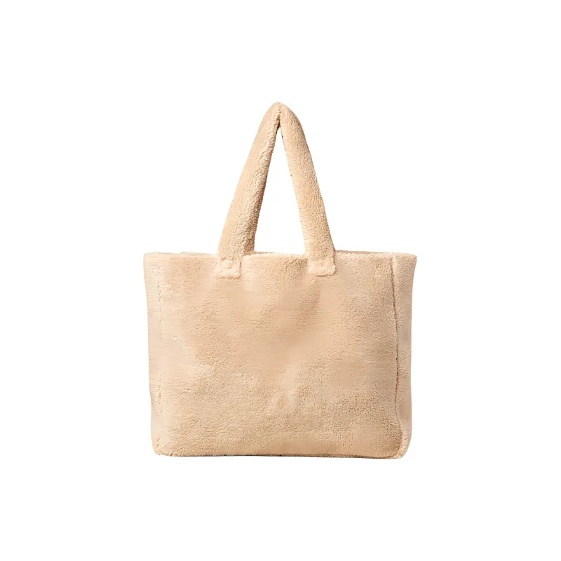Alo Yoga Faux Fur Tote Bag, Shopping Bag, Handbag Unisex Camel-1