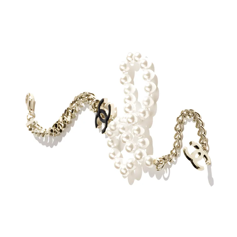 CHANEL Metal, Artificial Pearl Necklaces Women's Ecru-2