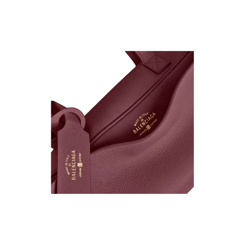 Balenciaga Calfskin Bowling Bag, Handbag, Shoulder Bag Small Size Women's Dark Red-4