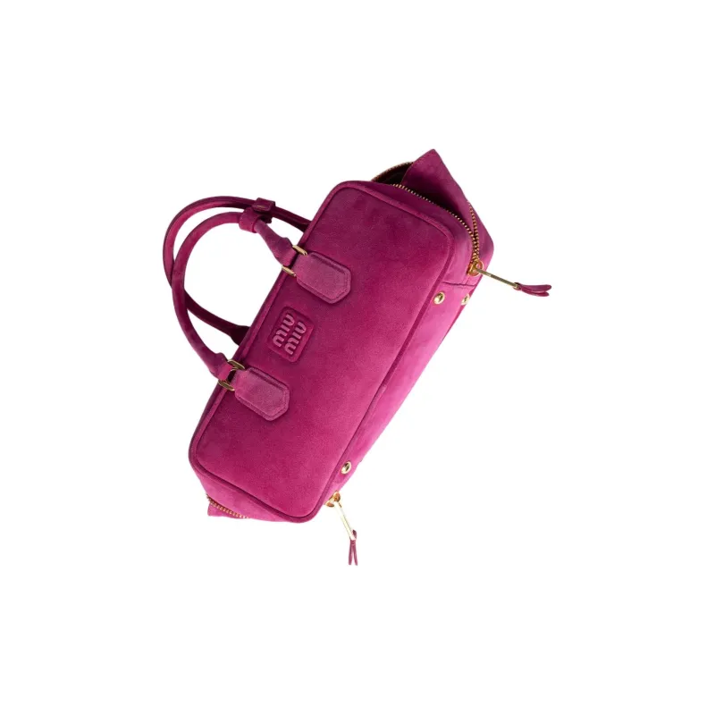 MIU MIU Arcadie Series Suede Leather One Shoulder Handbag Large Size Women's Fuchsia-3