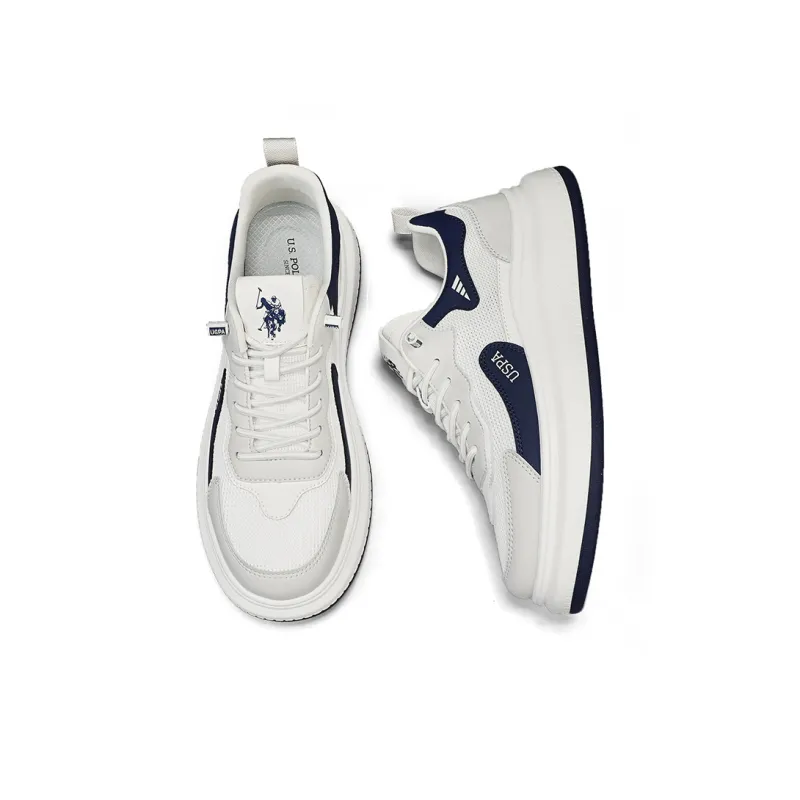 U.S. POLO ASSN. Coverage Slip Resistant Lightweight Breathable Low Top Skateboard Shoes Men's Beige Blue-6