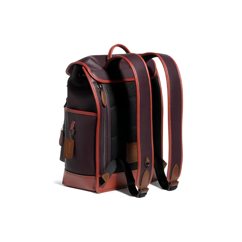 COACH Canvas With Cow Leather Backpack Large Size Men's Black Copper/Ox Blood-1