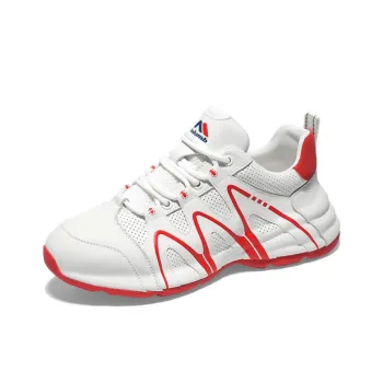 Kolumb Slip Resistant, Breathable, And Supportive Low Top Casual Shoes Unisex White Red