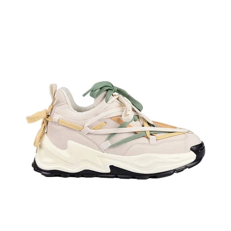 OUBT Niche Lace Up Design Height Increasing Lightweight Breathable Low Top Chunky Sneakers Men's-7