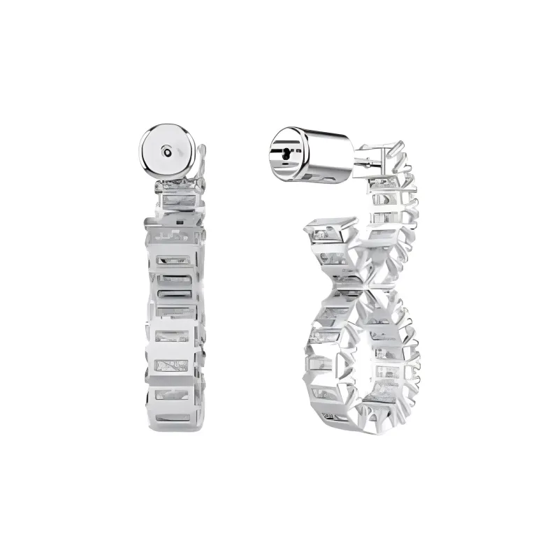 Swarovski Alloy Earrings Unisex Silver-1