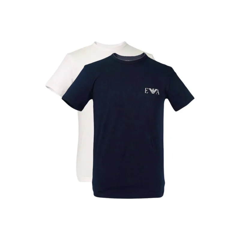EMPORIO ARMANI Two pack Of Loungewear Fitted T shirts With A Bold Monogram Logo-0