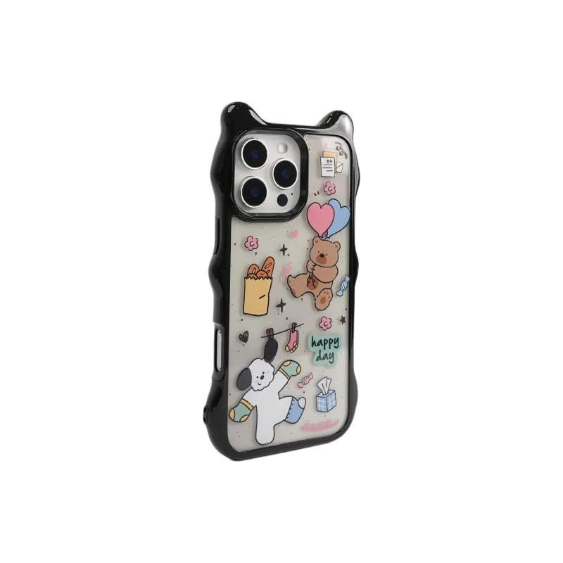 Wei Xin Acrylic Material Balloon Bear Socks Puppy Phone Cases Compatible With IPhone 16/15 Pro Max/Apple 13/14 Pro/Max-1