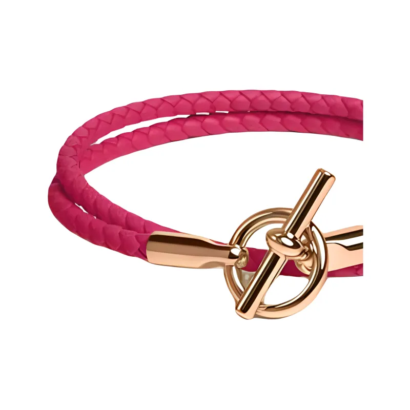 HERMES Calfskin Bracelets Women's Pink Purple-1