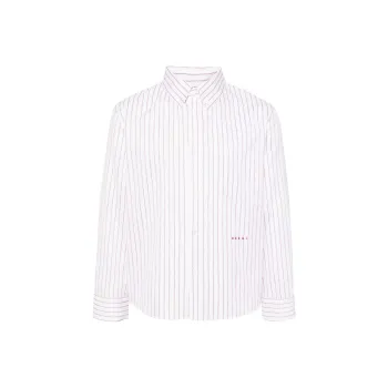 MARNI Logo embroidered Striped Cotton Shirt