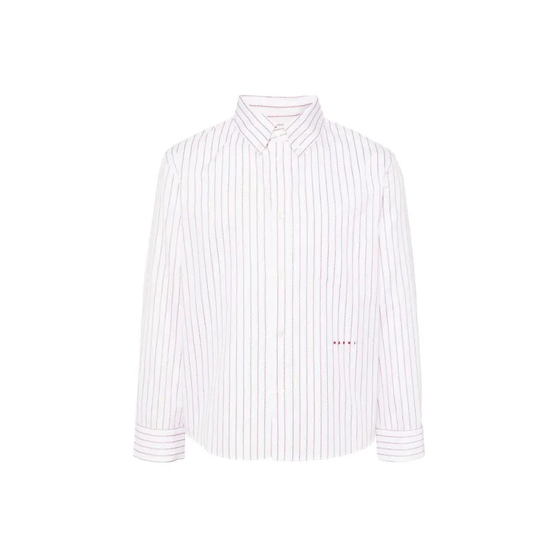MARNI Logo embroidered Striped Cotton Shirt-0
