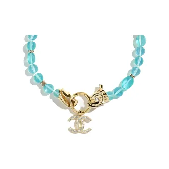 CHANEL Necklaces Women's Blue/Gold