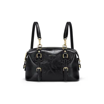 CNOLES Microfiber Synthetic Leather Backpack, Crossbody Bag, Shoulder Bag Women's Black
